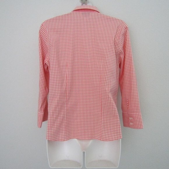 Talbots Vintage Top 6 Orange Plaid Preppy Coastal Grandma Classic Business - Picture 5 of 9